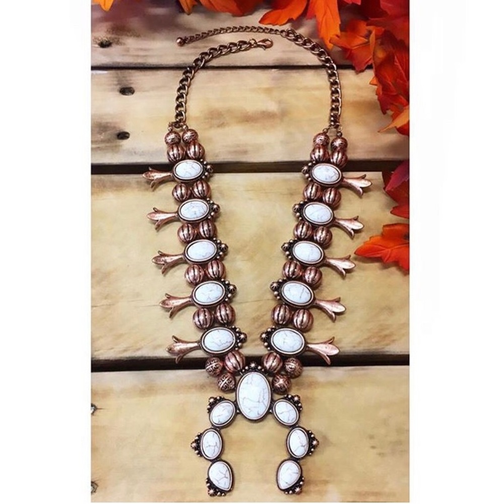 Faux Copper Squash Blossom Necklace